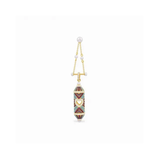 apm Monaco Multicolor Geometric Enamel Pearl Drop Earring 3