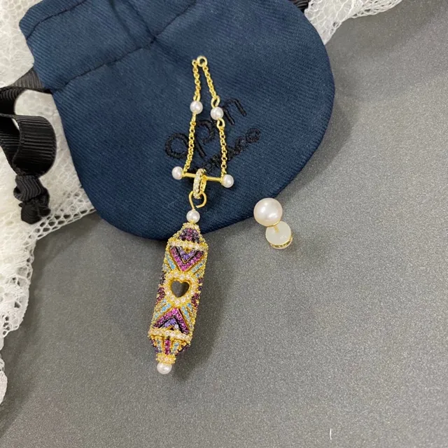 apm Monaco Multicolor Geometric Enamel Pearl Drop Earring 8