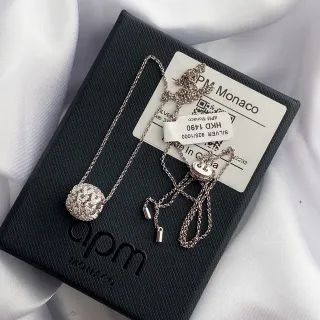 APM Monaco Argent Pavé Sphère et Pendentif Locket Colliers