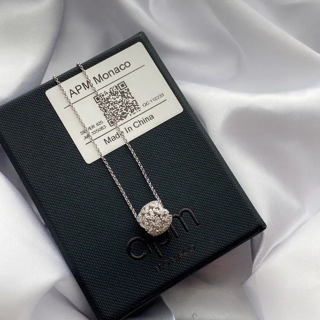 APM Monaco Silver Pavé Sphere and Locket Pendant Necklaces 3