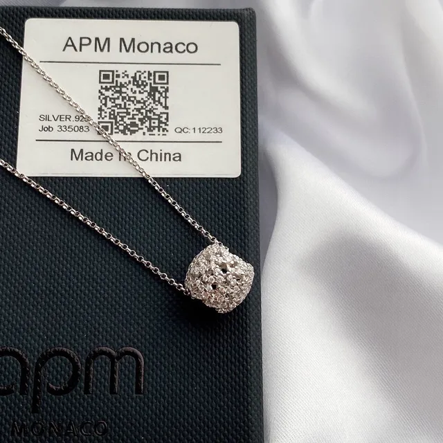 APM Monaco Silver Pavé Sphere and Locket Pendant Necklaces 4