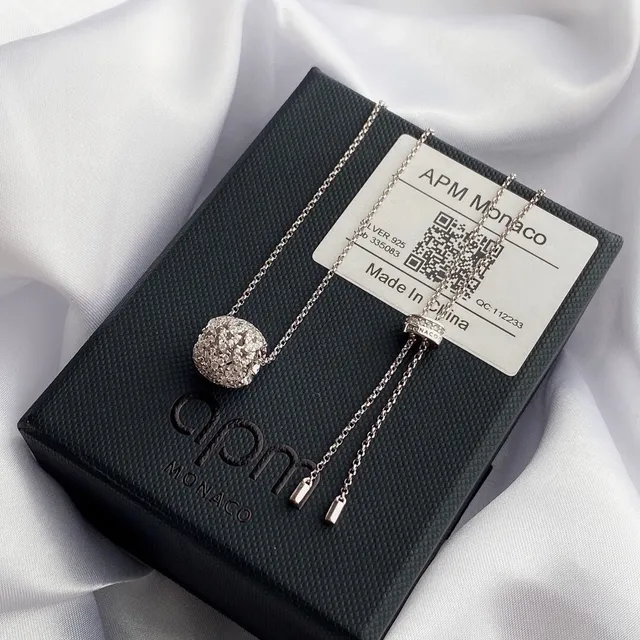 APM Monaco Silver Pavé Sphere and Locket Pendant Necklaces 5