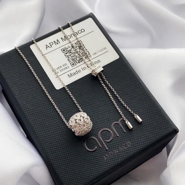 APM Monaco Silver Pavé Sphere and Locket Pendant Necklaces 6