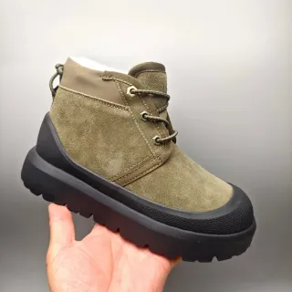 Army Green Black Suede Upper Chunky Lug Sole Boots