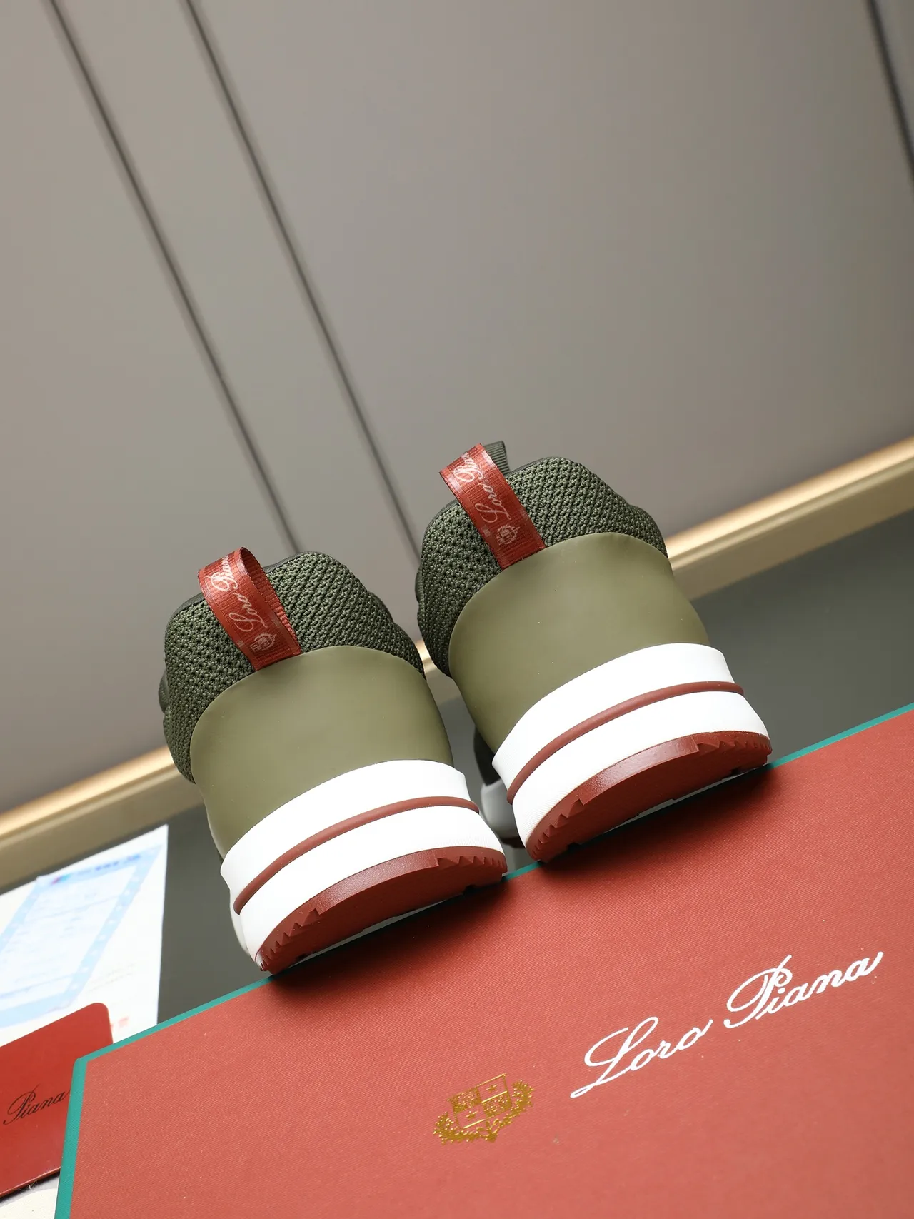 Army Green Brown Knit Upper Layered Midsole Sneakers 3