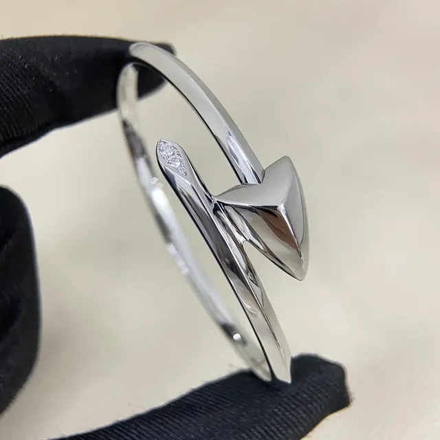 Arrowhead Motif Pavé Stone Open Bangle Bracelets 5