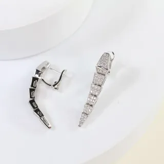 Asymmetrical Geometric Segmented Pavé and Open Metal Earrings
