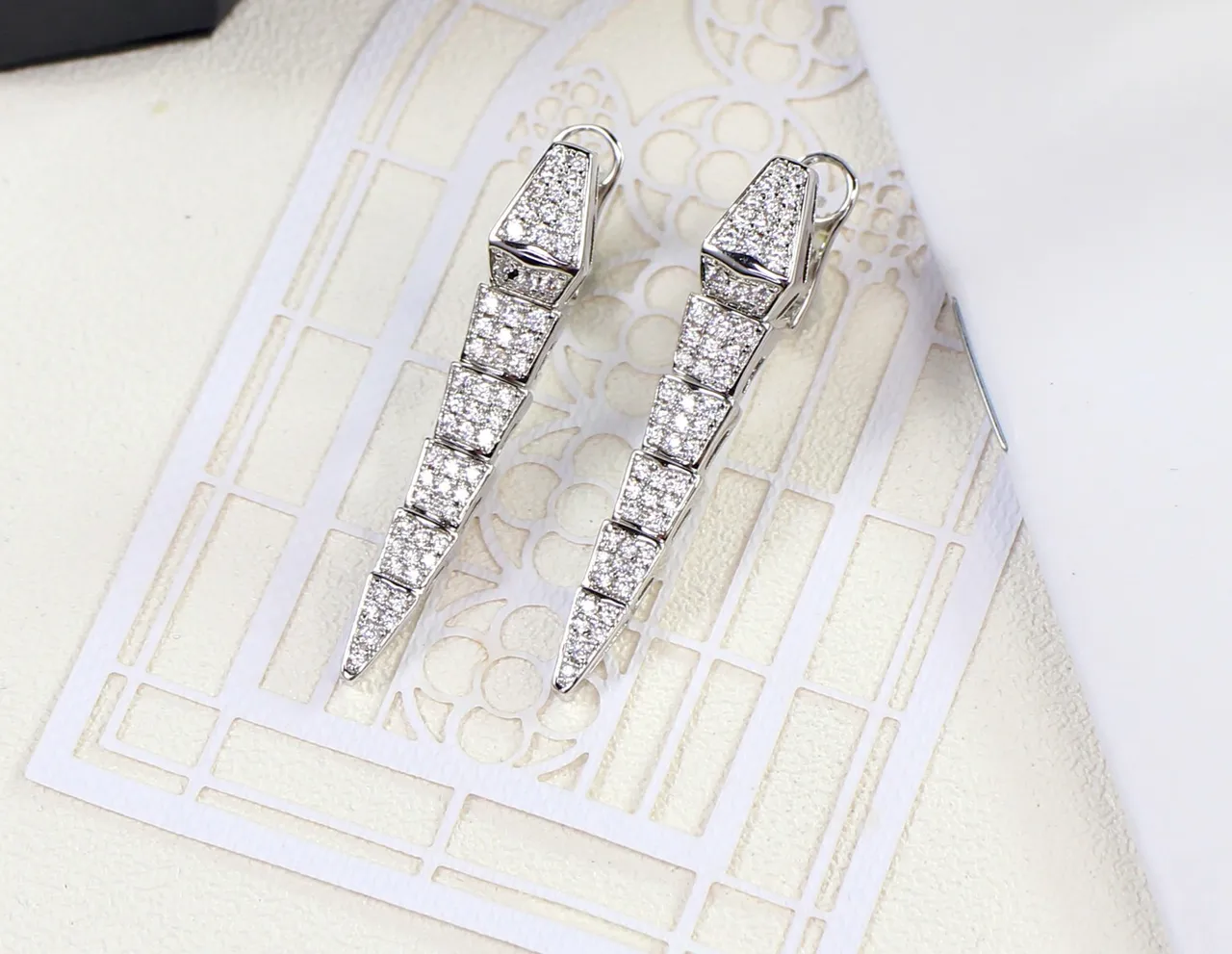 Asymmetrical Geometric Segmented Pavé and Open Metal Earrings 5