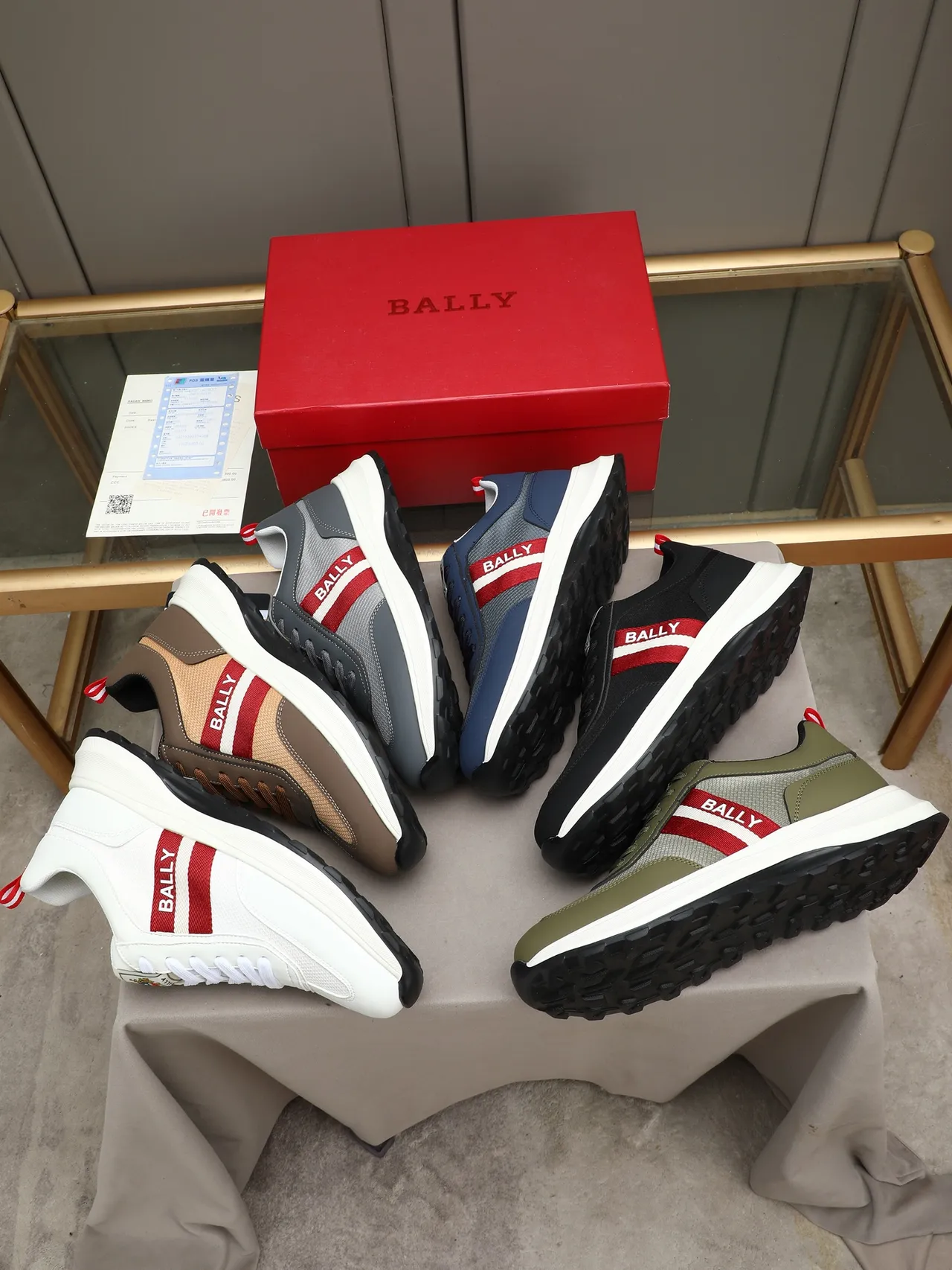 Bally Black Red Textile Upper Side Stripe Sneakers 2