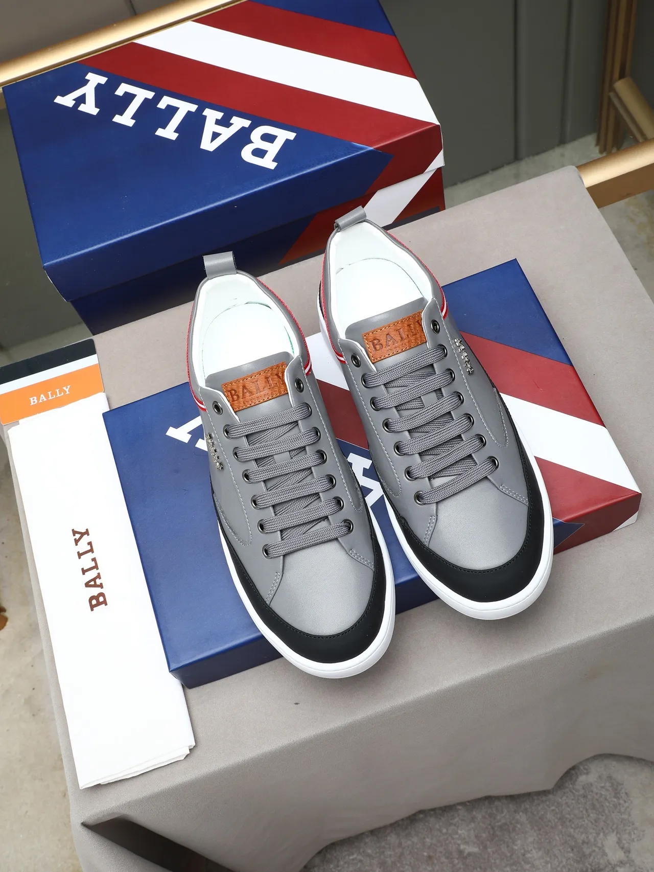 Bally Gray and Black Leather Lifestyle Sneaker 3