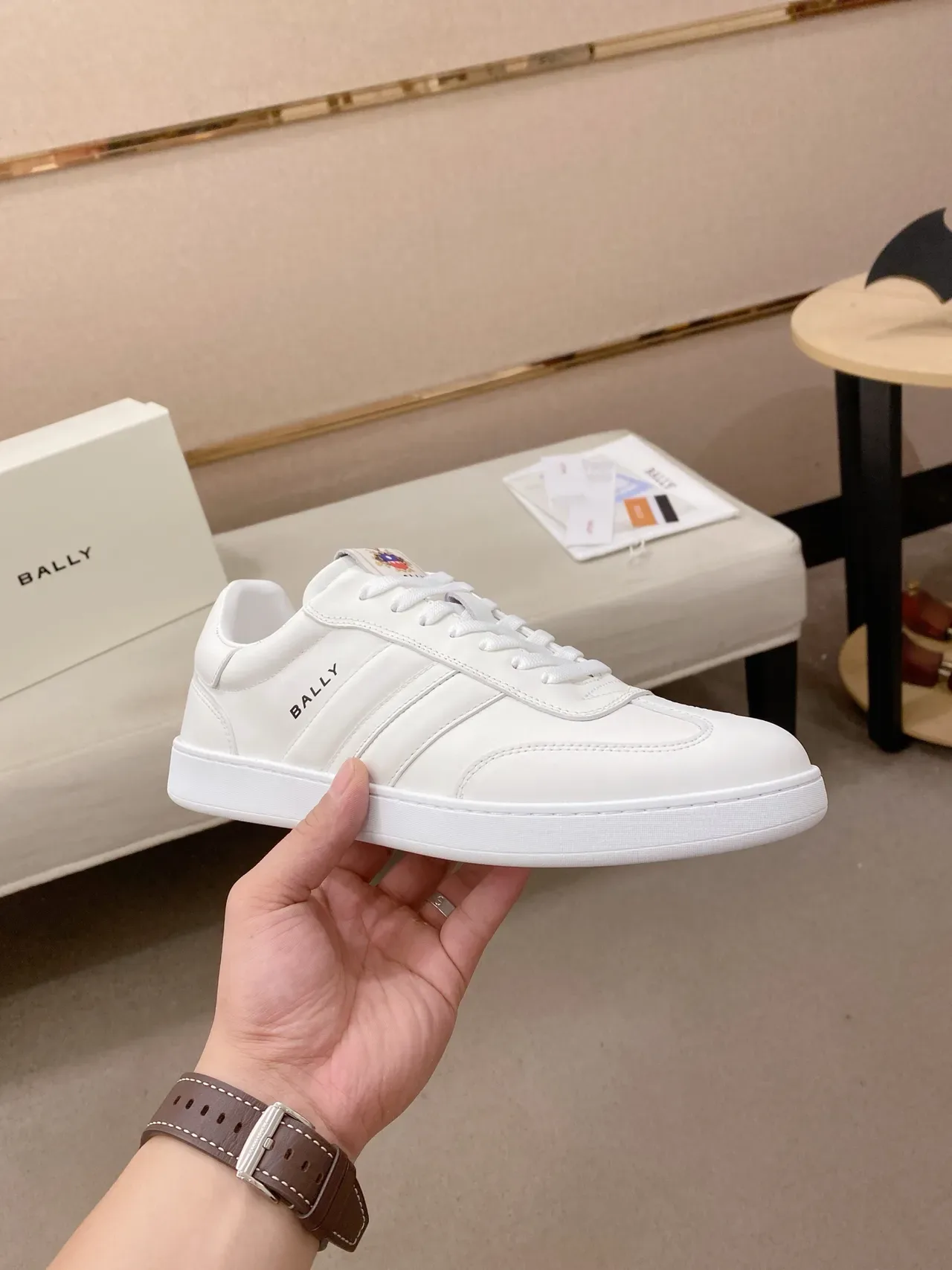 BALLY White Leather Court-Inspired Lifestyle Sneaker 4