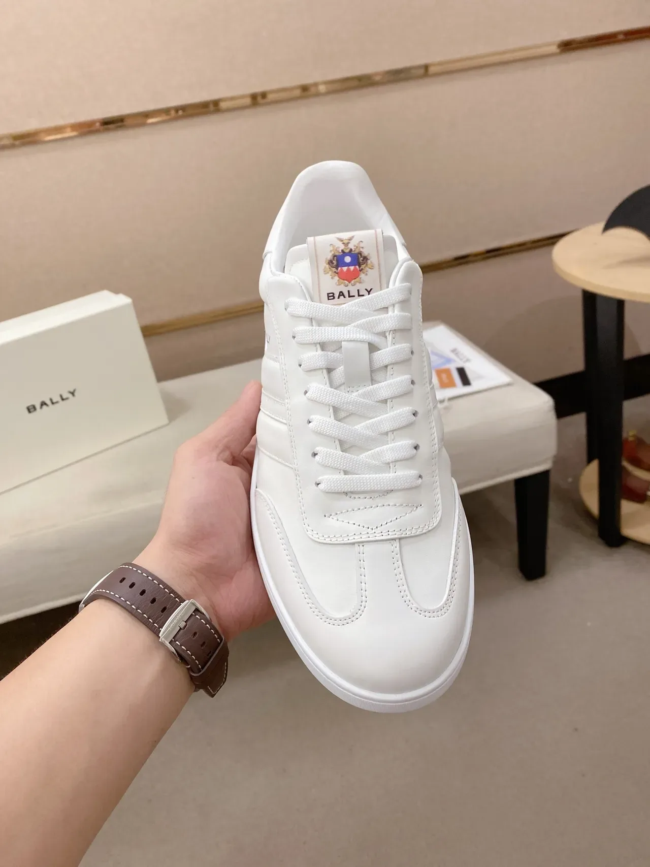 BALLY White Leather Court-Inspired Lifestyle Sneaker 5