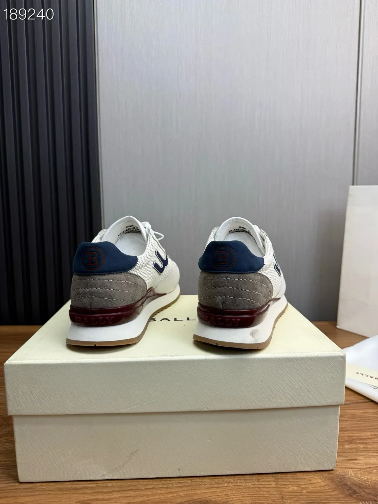 Bally White Navy Mesh And Leather Upper U-Logo Side Panel Lifestyle Sneakers 2