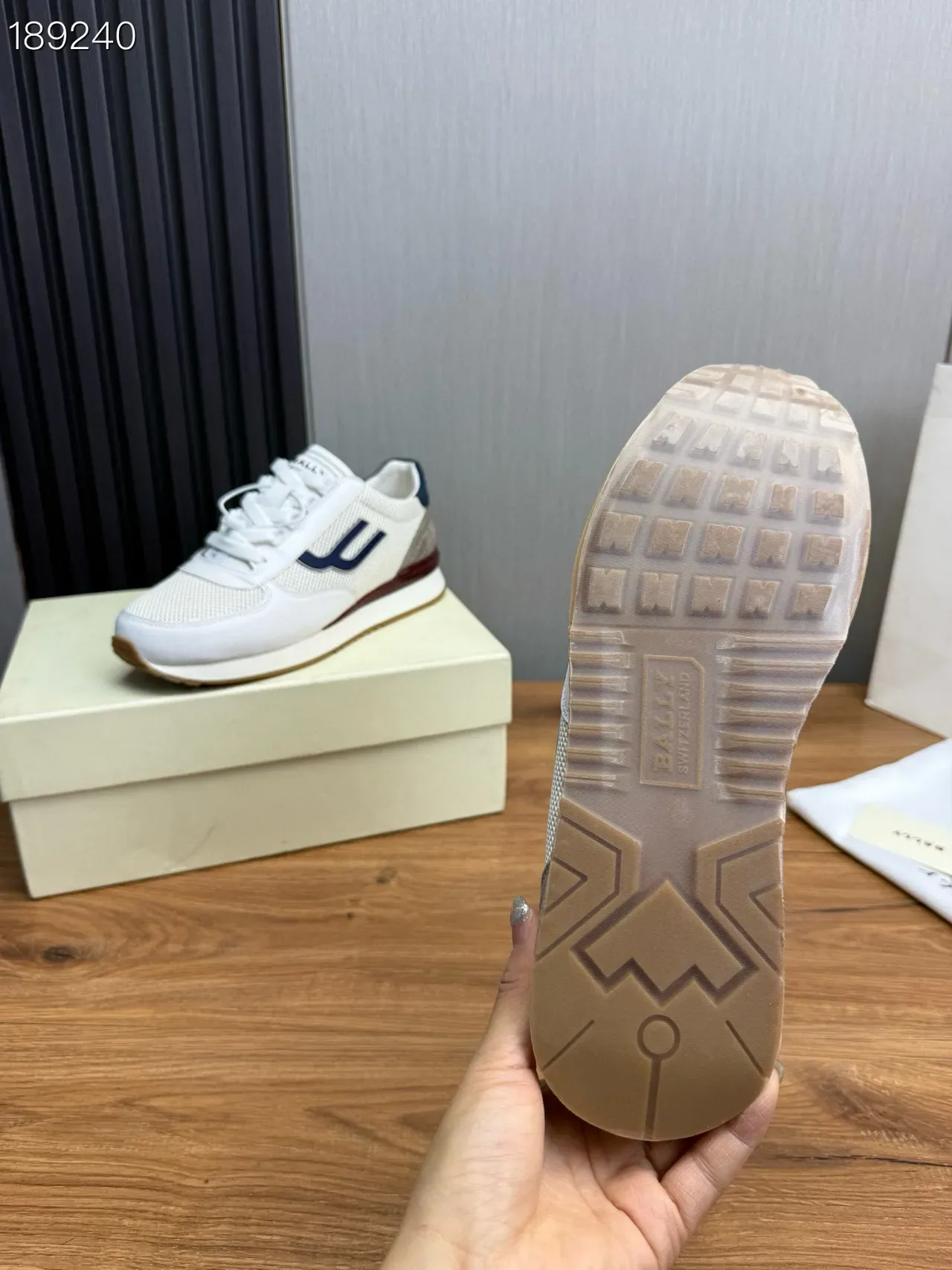 Bally White Navy Mesh And Leather Upper U-Logo Side Panel Lifestyle Sneakers 4