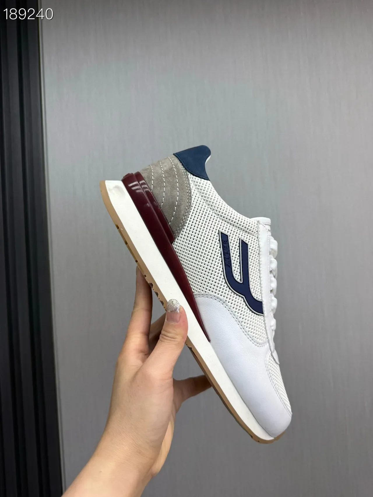 Bally White Navy Mesh And Leather Upper U-Logo Side Panel Lifestyle Sneakers 6