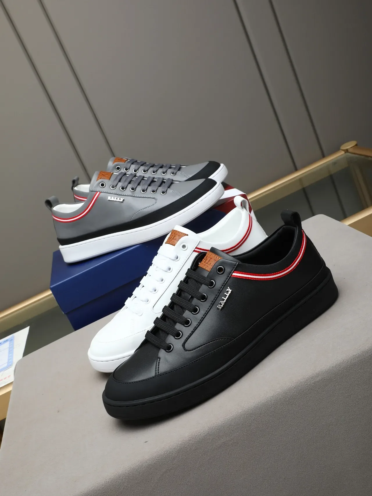 Bally White Red Leather Upper Double Stripe Detail Sneakers 2