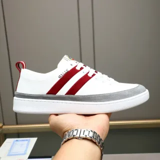 Bally White Red Leather Upper Suede Stripes Lifestyle Sneakers