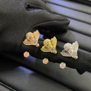 Bee-Shaped Pavé Crystal Stud Earrings