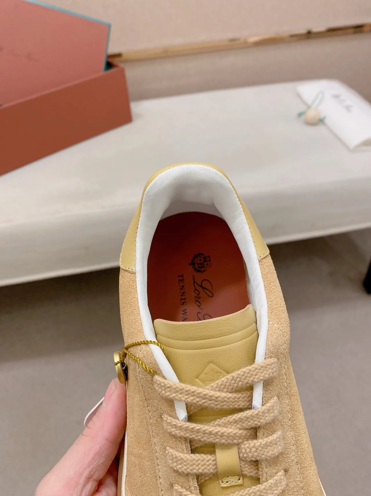 Beige and Yellow Suede Low-Top Lifestyle Sneaker 4
