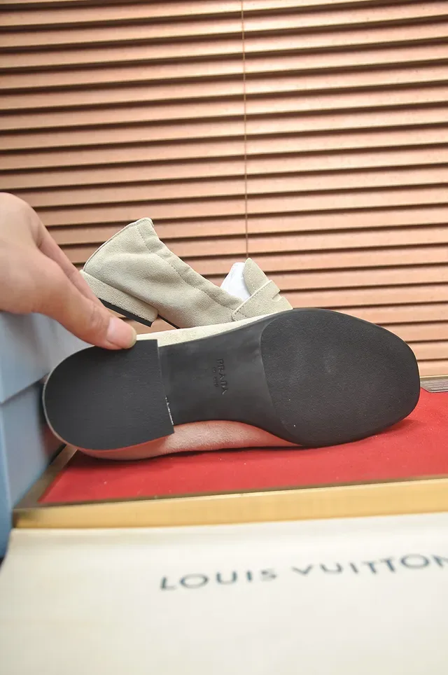 Beige Black Suede Penny Strap Loafer 3