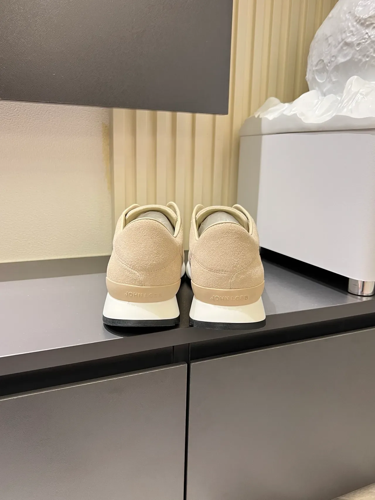 Beige Black Suede Upper Slip-On Construction Sneakers 2