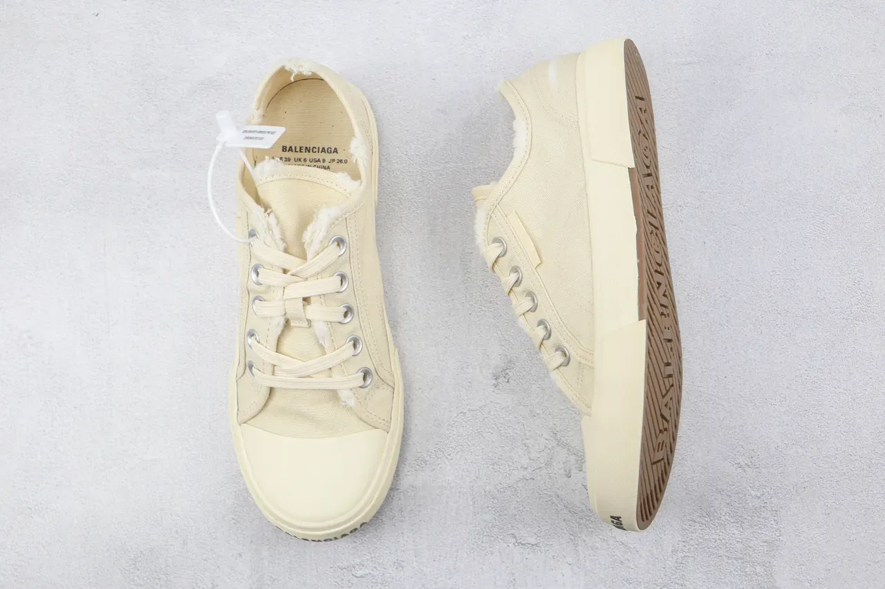 Beige Canvas Upper Fuzzy Lined Collar Sneakers 3