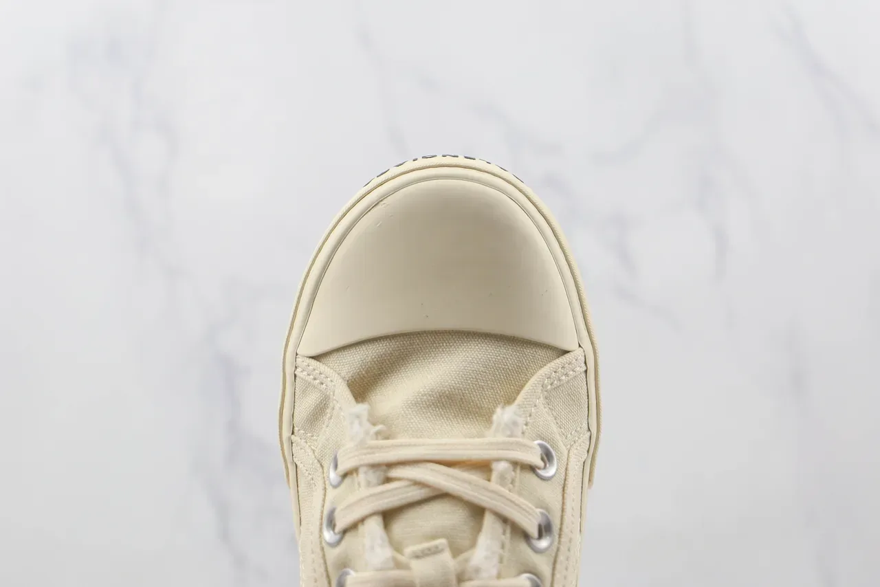 Beige Canvas Upper Fuzzy Lined Collar Sneakers 6