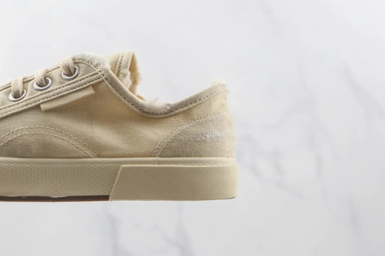 Beige Canvas Upper Fuzzy Lined Collar Sneakers 7