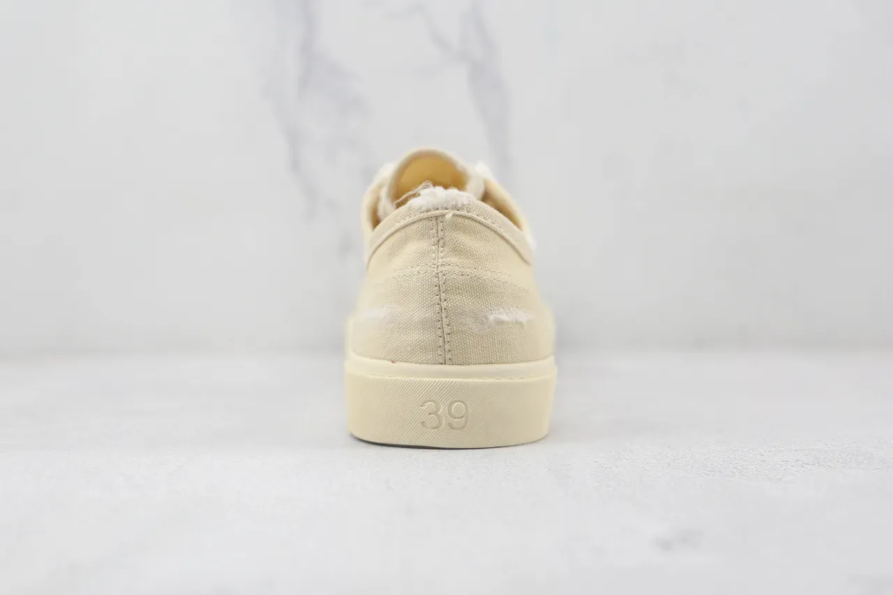Beige Canvas Upper Fuzzy Lined Collar Sneakers 9