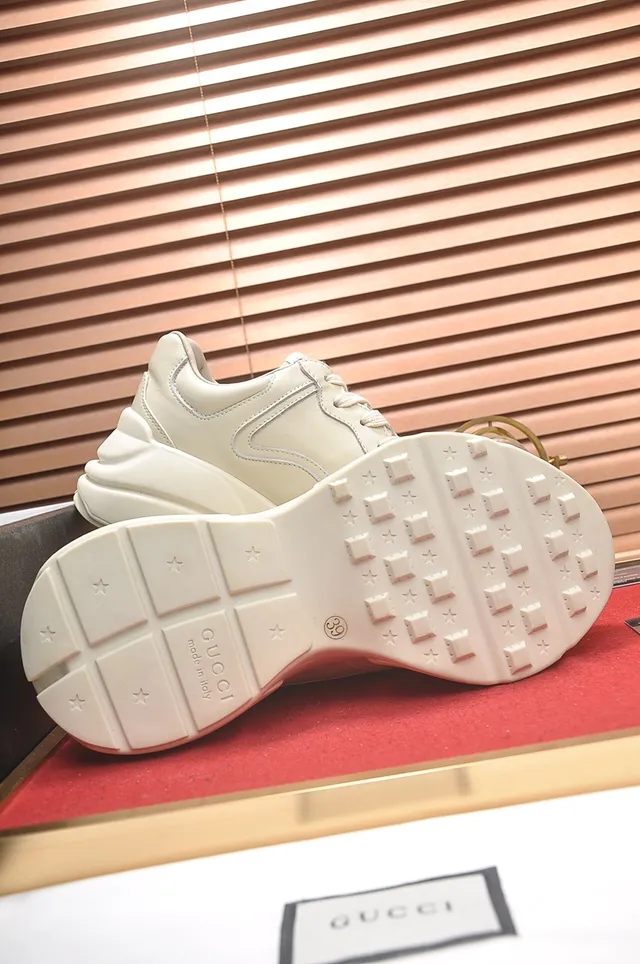 Beige Gray Sole Paneled Leather Upper Chunky Sneakers 2