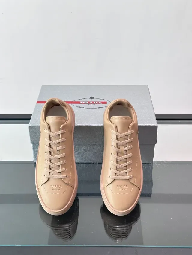 Beige Minimalist Leather Low-Top Lifestyle Sneakers 4