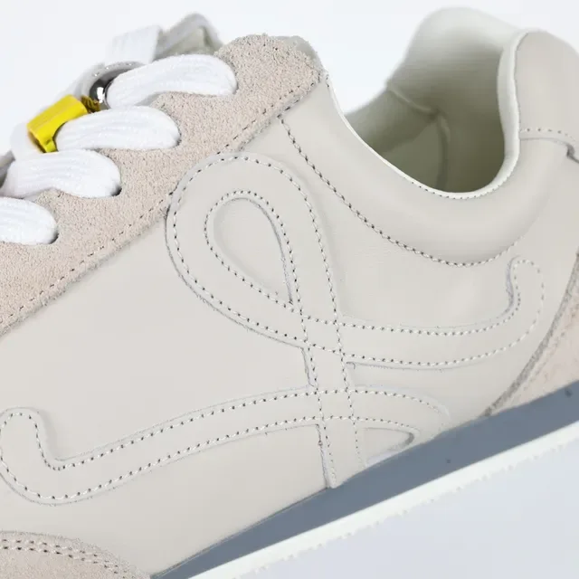 Beige Mixed-Material Retro Runner Lifestyle Sneakers 6