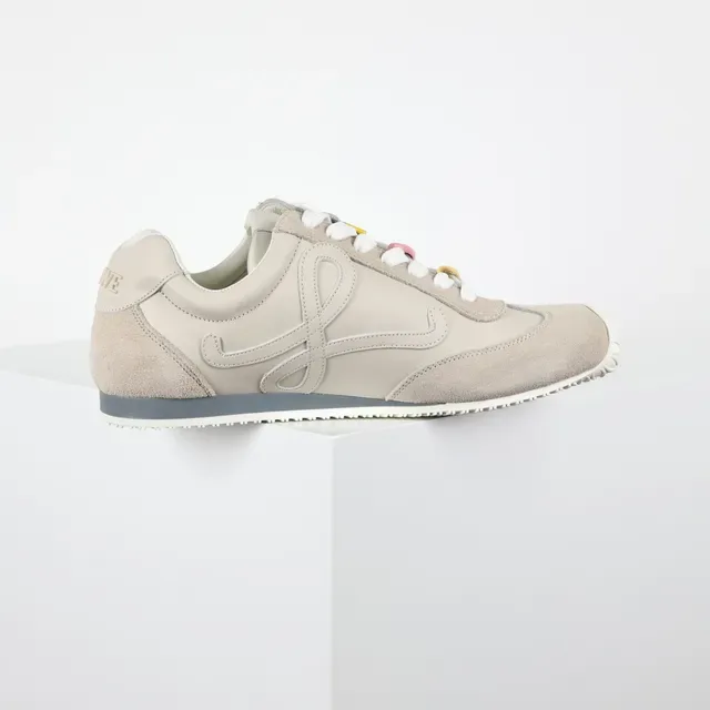Beige Mixed-Material Retro Runner Lifestyle Sneakers 7