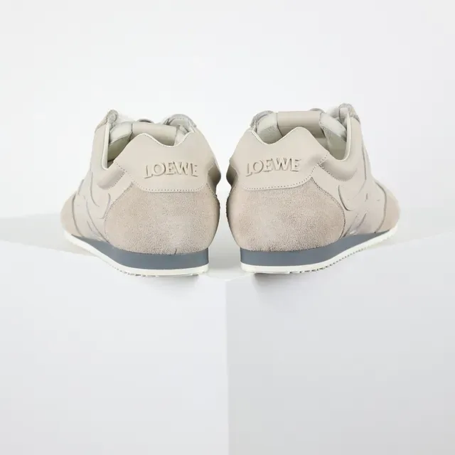 Beige Mixed-Material Retro Runner Lifestyle Sneakers 8