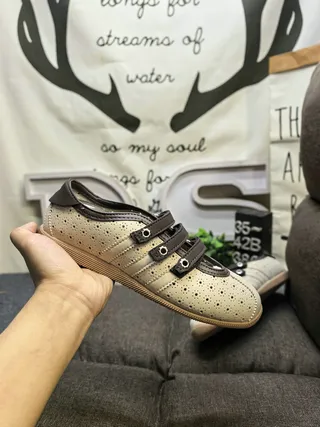 Beige Perforated Triple-Strap Casual Shoes 5