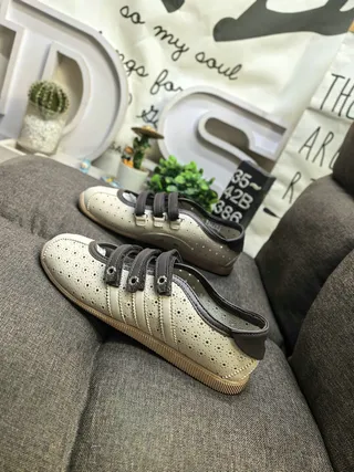 Beige Perforated Triple-Strap Casual Shoes 7
