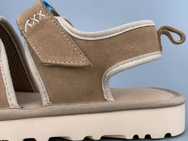 Beige Suede Double-Strap Velcro Casual Sandals 7