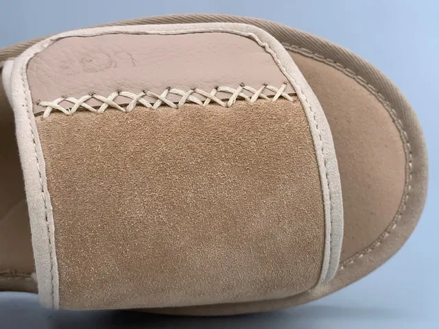 Beige Suede Double-Strap Velcro Casual Sandals 8