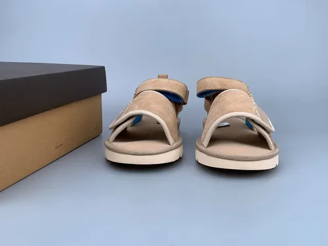Beige Suede Double-Strap Velcro Casual Sandals 9