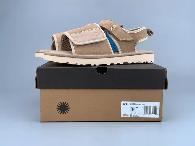 Beige Suede Double-Strap Velcro Casual Sandals 10