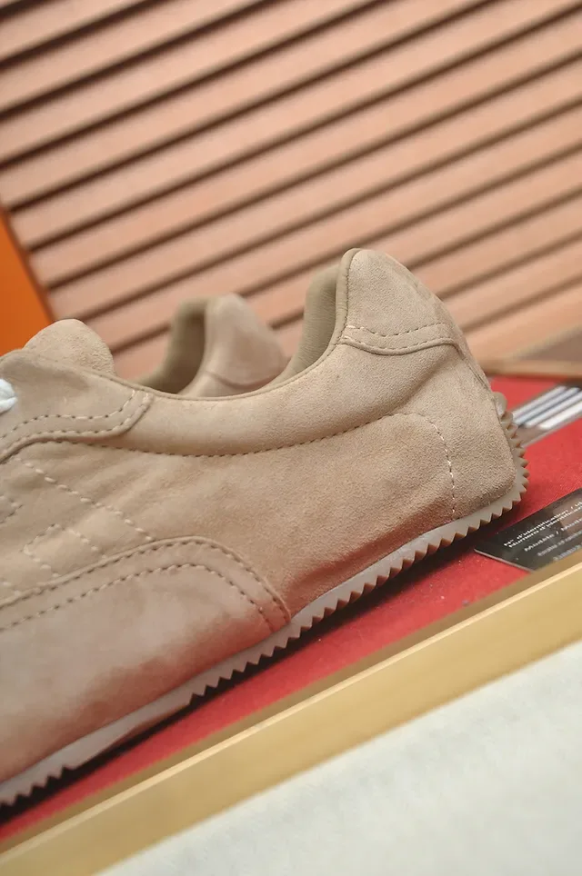 Beige Suede Low-Top Retro Runner Sneaker 2