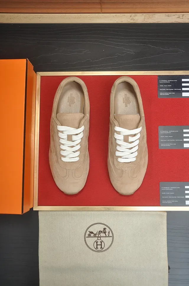 Beige Suede Low-Top Retro Runner Sneaker 5