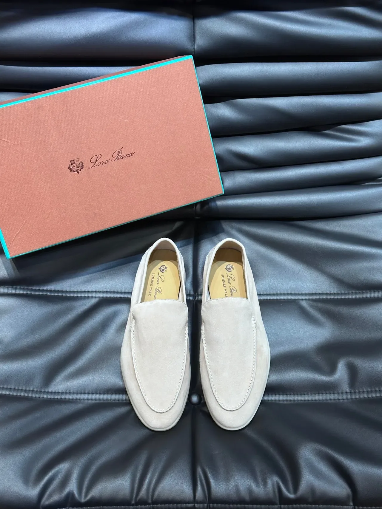 Beige Suede Moc-Toe Slip-On Loafers 2