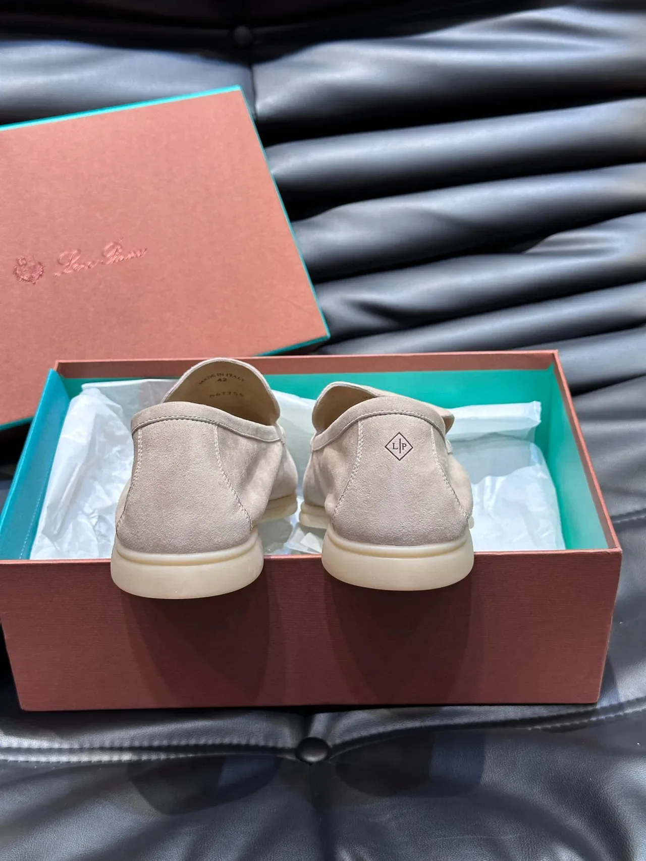 Beige Suede Moc-Toe Slip-On Loafers 7
