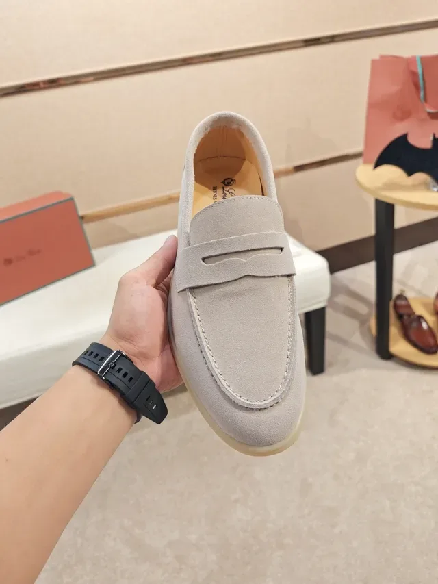 Beige Suede Penny Strap Loafer 5