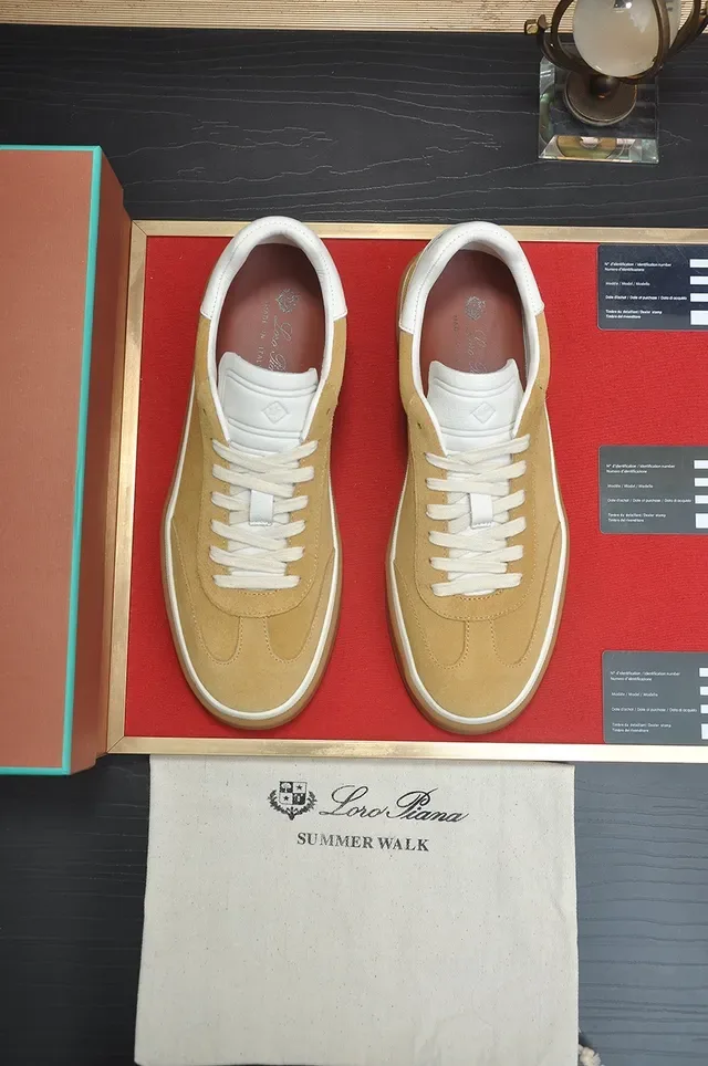 Beige White Suede Upper Contrast Collar Sneakers 5