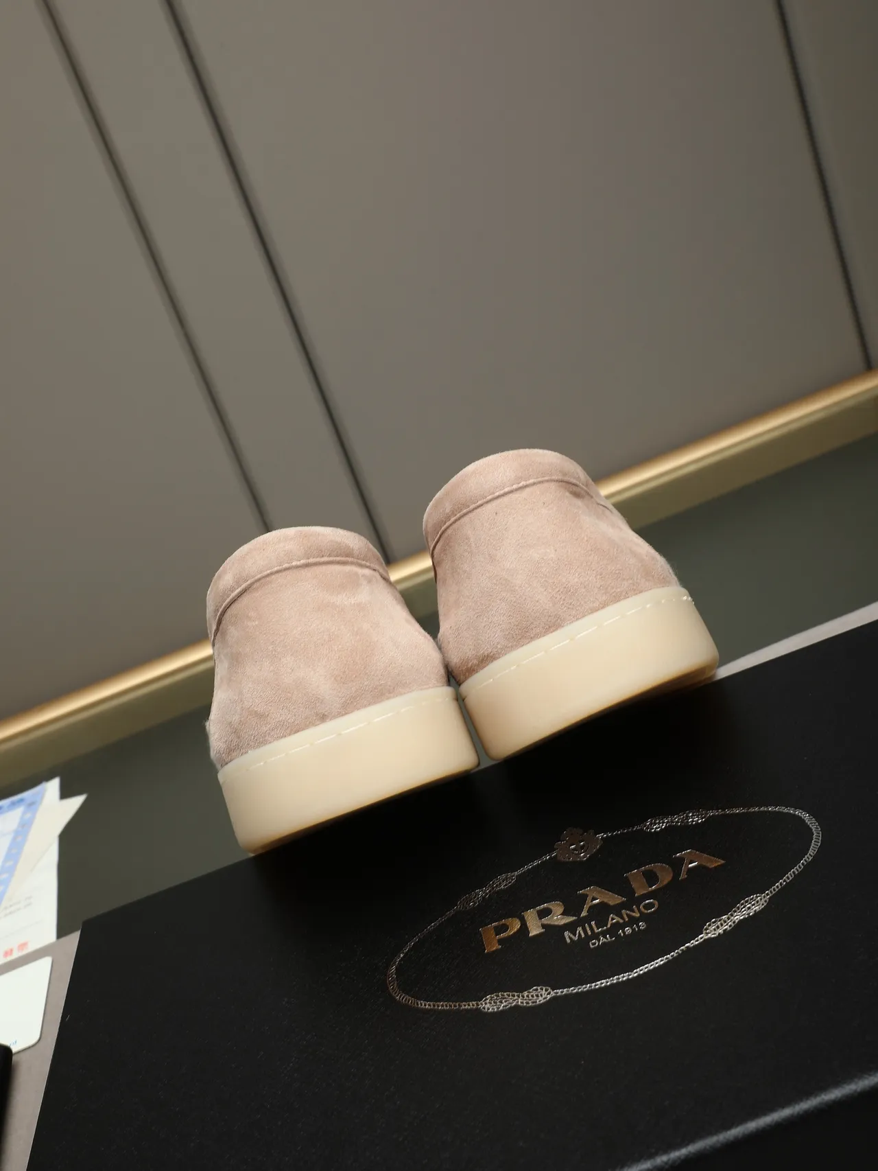 Beige White Suede Upper Penny Strap Detail Loafer 4