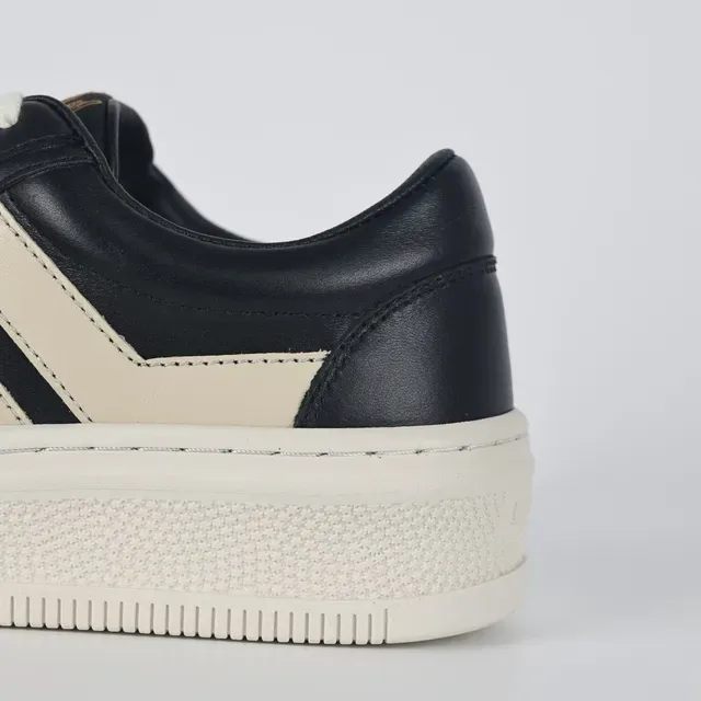Black and Beige Platform Leather Sneaker 4