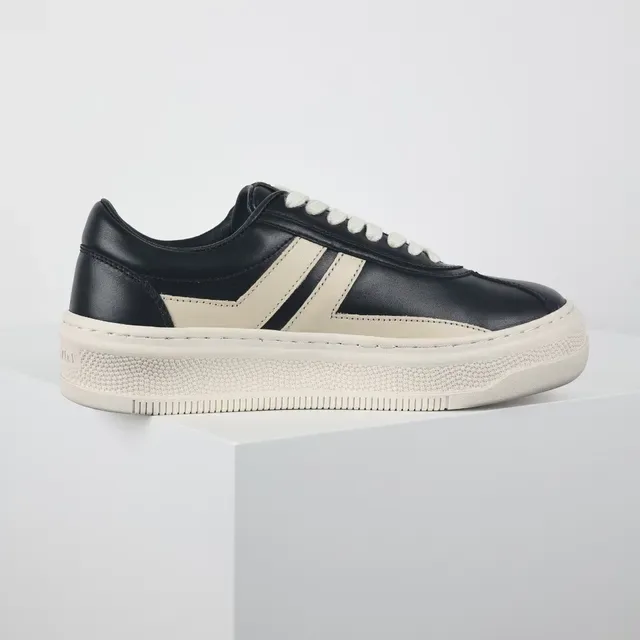 Black and Beige Platform Leather Sneaker 7