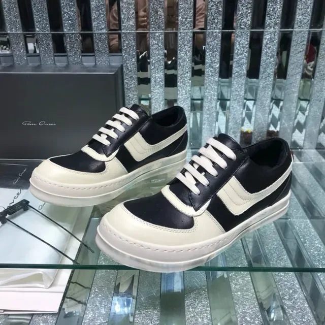 Black and Beige Two-Tone Panelled Leather Low-Top Sneakers 4